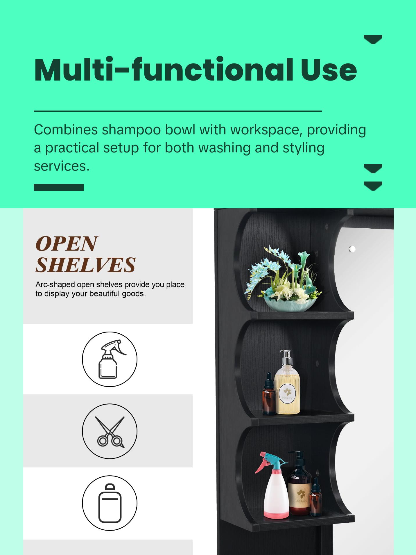 BarberPub Backwash Shampoo Bowl Cabinet, Barber Wall Mount Station with Mirror 3141 BarberPub Backwash Shampoo Bowl Cabinet, Barber Wall Mount Station with Mirror 3141