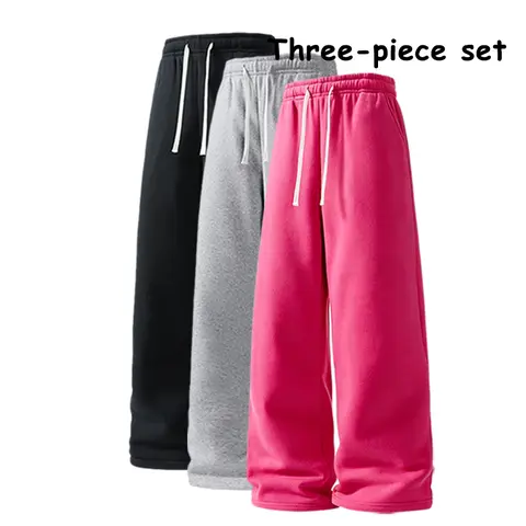 Men’s 3-Pack Essential Adjustable Drawstring Waist Elastic Baggy Sweatpants - Polyester Durable Athleisure Men's Clothing, Stretchy All-Day Comfort Casual Gym Trousers