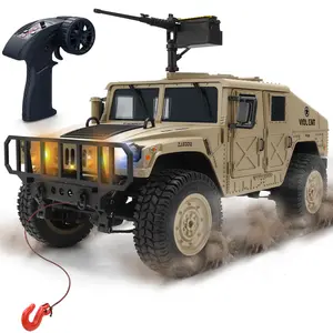 Remote Control Truck-4x4 Off-Road RC Trucks Army Rock Crawler Humme, RTR 40Mins Play Time All Terrain RC Off Road Jeep Cars with Winch,Lights&Openning Door, Military Armored Vehicle Toys Gift for Boys
