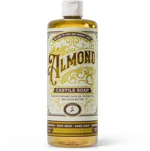 Carolina Castile Soap Almond 32 oz Bottle Organic Olive Oil Based Shampoo Body Wash Hand Soap with Cocoa Butter for Skin Repair Cleansing - Aroma