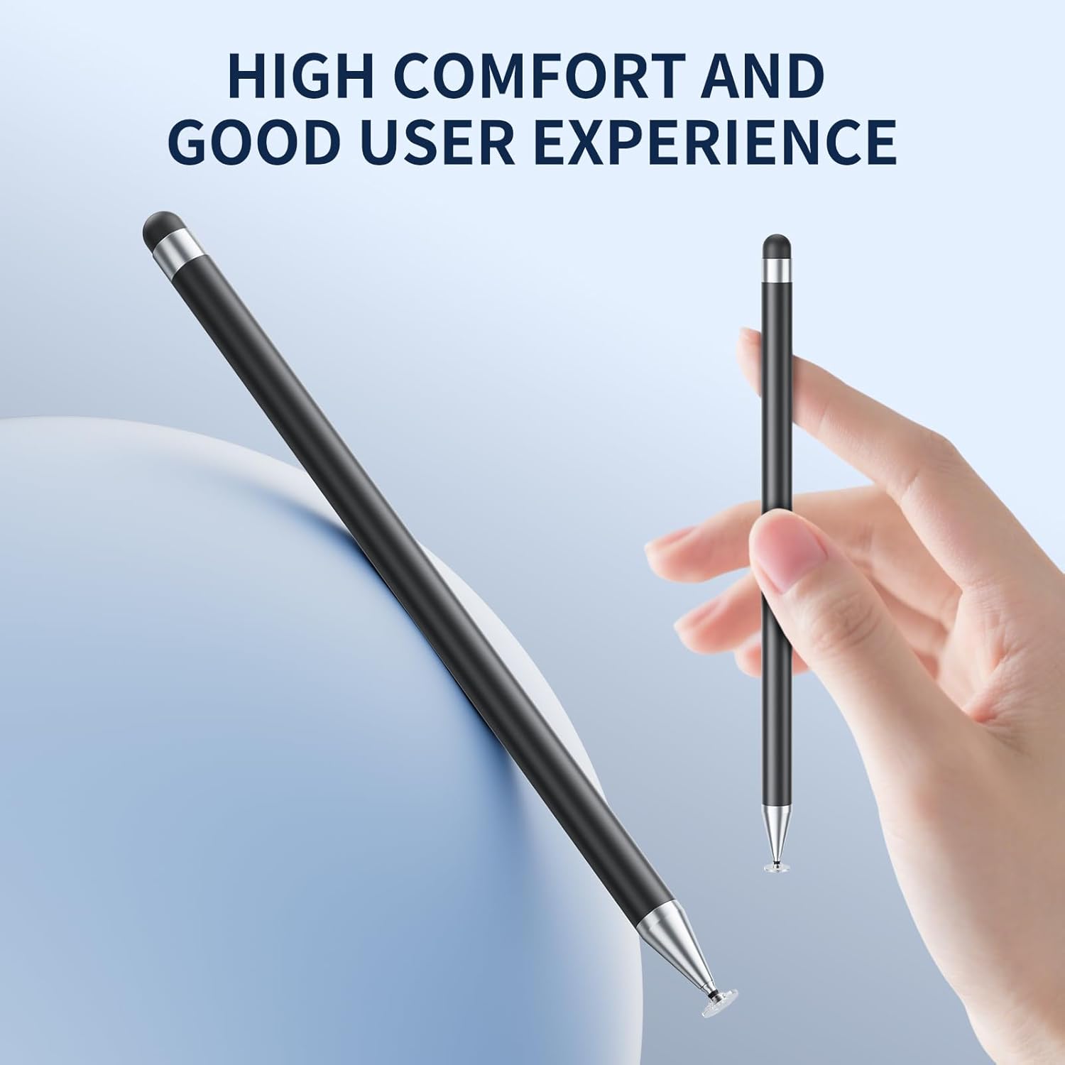 6 Pack Stylus Pen for Touchscreen 2 in 1 High Precision Stylus for iPad iPhone Android Tablet Black