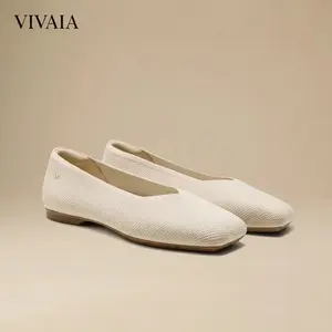 VIVAIA Square-Toe V-Cut Flats | Upgraded Comfortable Walking Shoes for Women | Breathable Knit Flats with Herbal Insole | Sophisticated Professional Dress Shoes(Margot 3.0)