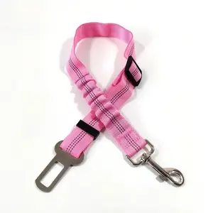 Seatbelt Seat Belt Car Harness Leash Travel Accessories Bungee Anti Shock Pet Cat Adjustable Lead Clip Safety Seats Belts Black\Pink