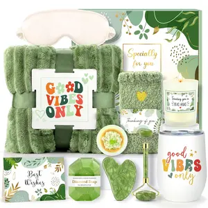 Gift Basket Ideas with stainless steel vacuum flask, aromatherapy products and a blanket,Suitable for Valentine's Day, Mother's Day, Christmas, Birthdays and Anniversaries for wives, girlfriends, mothers, friends, sisters and teachers.