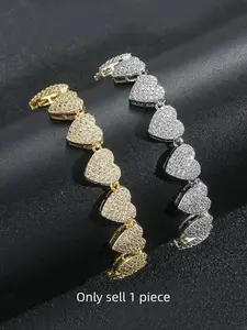 Heart shaped zircon sparkling bracelet, Heart design bracelet, tennis bracelet, bangle, buckle bracelet, suitable for daily wear and dating occasions, and a small gift