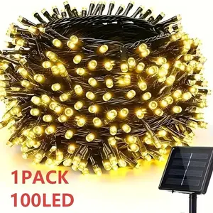 Outdoor Solar LED String Lights, 39ft 100led Ip65 Waterproof Flashing Fairy Lights for Garden Patio Christmas Decorations Party Decoration