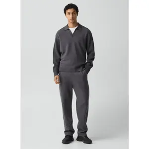 Theory Polo Sweater in Dark Grey Melange