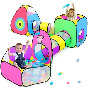 Sumbababy 5pc Kids Outdoor Play Tent with Ball Pits, Crawl Tunnel, Pop Up Playhouse Indoor Gift Toys (without balls) Playground Set Multifunction