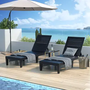 Outdoor Chaise Lounge Chair for Poolside Patio, Water-Resistant Tanning Chair Recliner with 5-Gear Adjustable Backrest，300lb Capacity,Effortless Setup