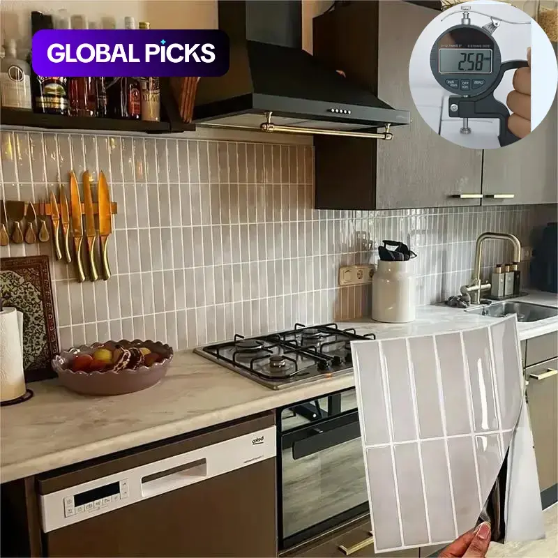 Aadesh Self-Adhesive PET Tile Wall Decals, Peel-and-Stick Backsplash Sticker, Waterproof & Stain-Resistant, Kitchen, Bathroom & Living Room Decoration, 9 x 11.4 Inches #GLOBAL PICKS