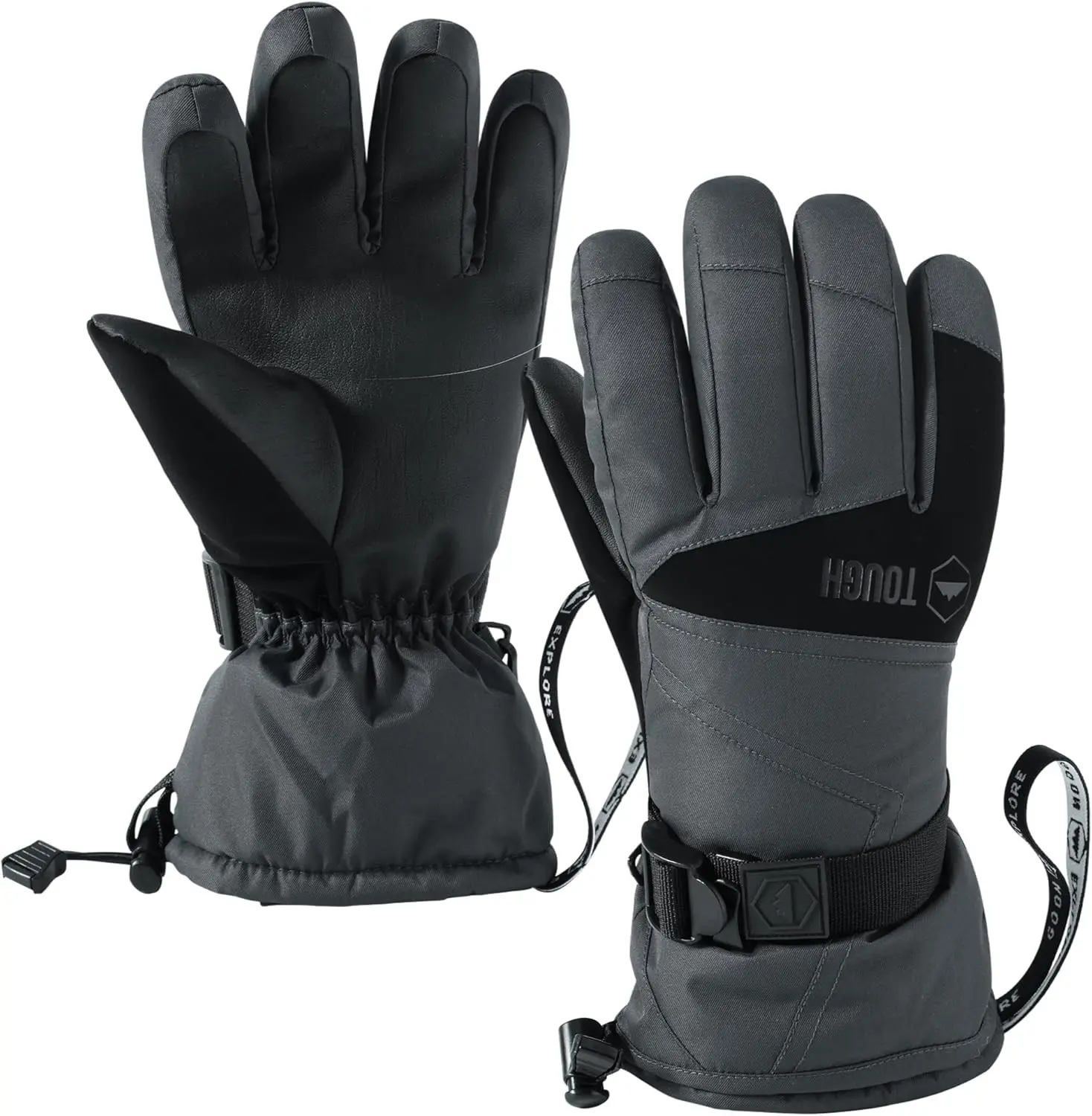 Tough Outdoors Waterproof Gloves Women - Ski Gloves Men - Warm for Winter Cold Weather Snow & Snowboarding - Men's Women's