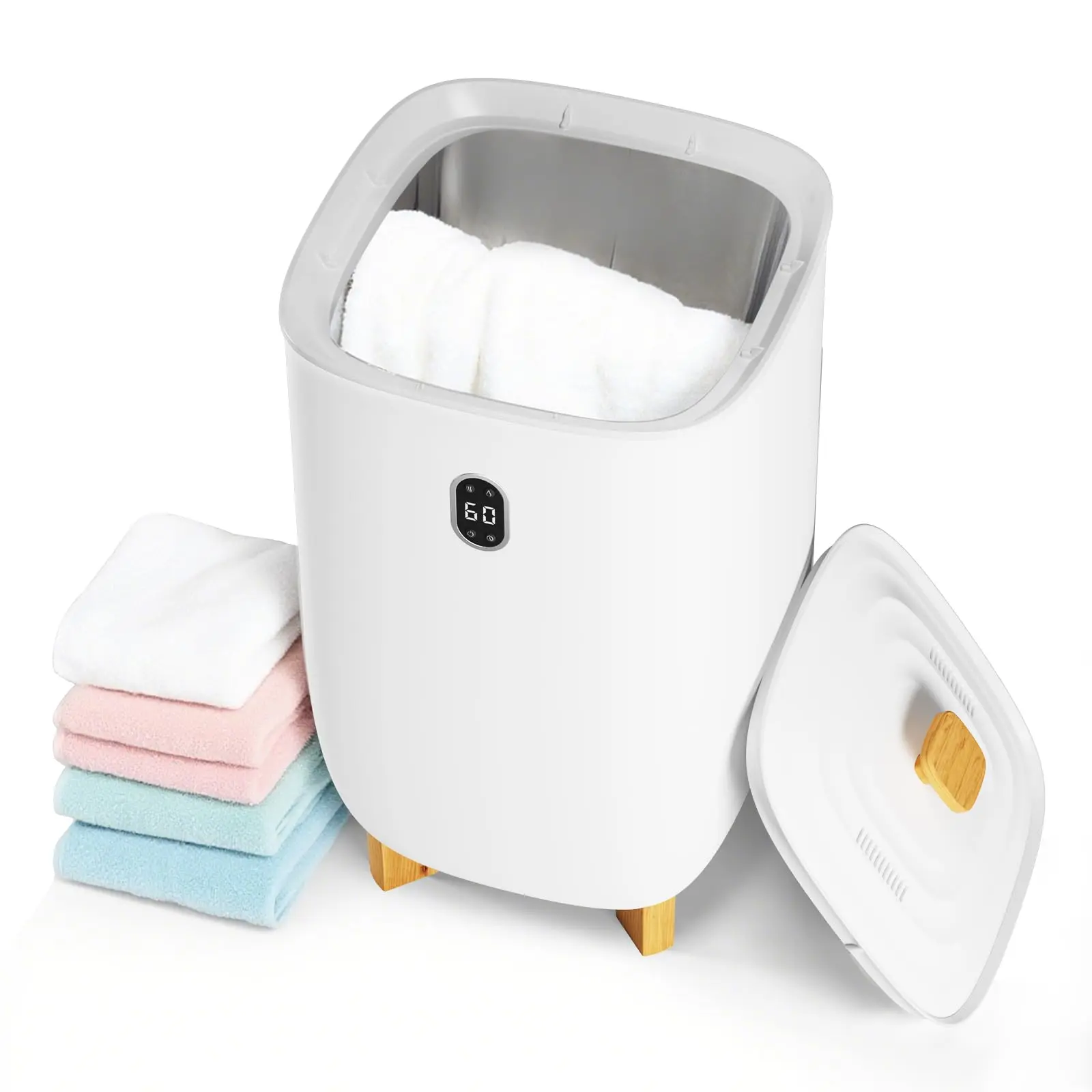 GARVEE 35L Large Bucket Style Towel Warmer with Auto Shut-Off, Timer, and LED Display - Ideal for Towels, Blankets, Bathrobes, and Pajamas in Bathroom