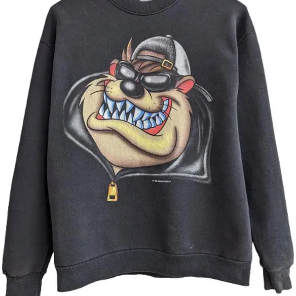 Vintage 1998 Taz Devil Crewneck Sweatshirt Warner Bros Cartoon Character Apparel Sweatshirt