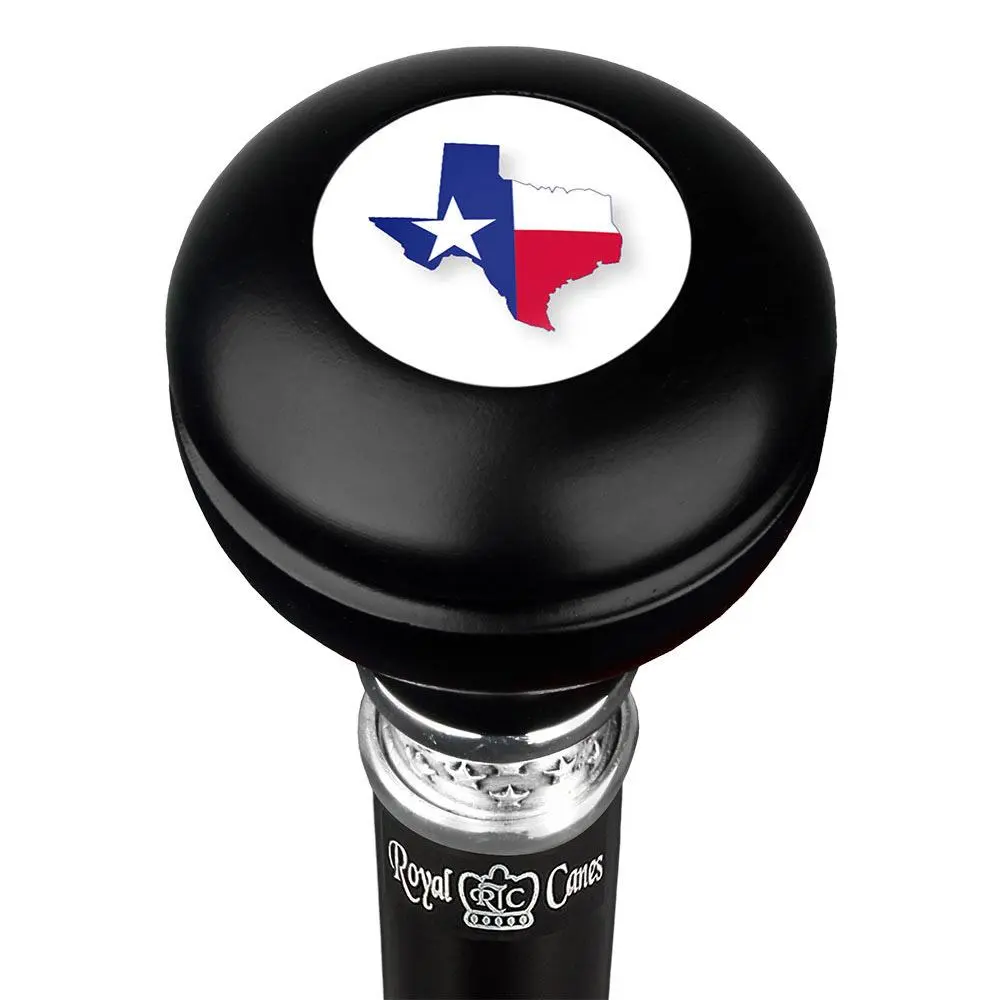 Texas Flag Emblem Knob Stick: Large Knob, Pewter Collar