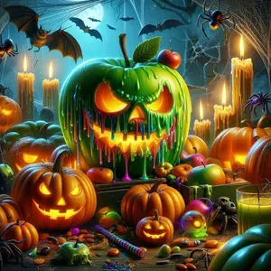 Halloween Themed DIY Diamond Arts Colorful Painting Kit Without Frame, Pumpkin & Skull & Candle Pattern Diamond Arts Colorful Painting, DIY Decorative Art Picture for Beginner, DIY Craft