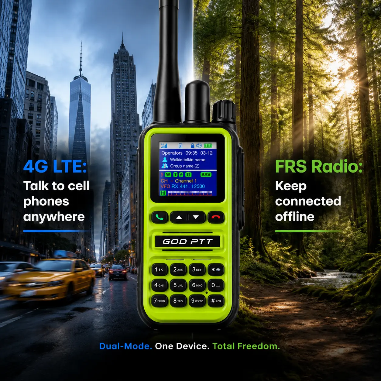 Dual Mode 4G Walkie Talkie with Built-in SIM, PTT Talk and Phone Calls digital radio
