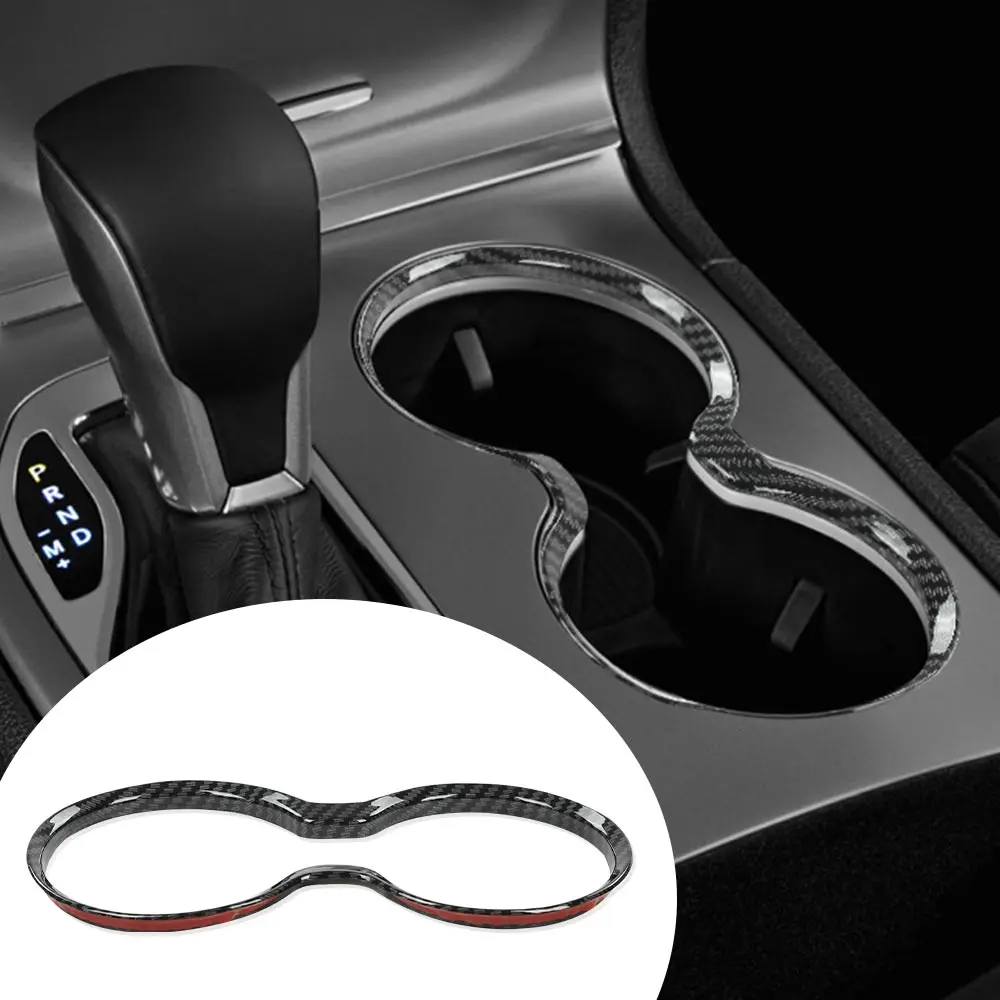 CROSSDESIGN 1 x Front Gear Shift Cup Holder Cover Trim Ring - Custom Fit ABS Plastic Car Interior Moulding, Self-Adhesive Scratch Guard, Compatible with 2011-2021 Grand Cherokee Car Accessory, Cars Accessories