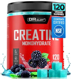 Dralot Creatine Monohydrate Gummies | 120 Veggie Gummies | B12, B5, B6 + L-Taurine | Magnesium & Potassium | No Added Sugar | Gluten-Free, Vegan, Non-GMO