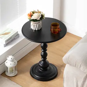 CNCEST Stylish Retro End Table with Round Top, Sturdy Carbon Steel for Living Room & Bedroom, Easy Assembly, Holds 17.6 lbs, Accent Table for Small Spaces