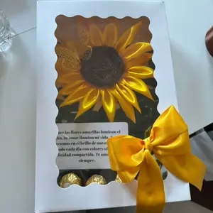 Eternal Single Sunflower with Yellow Bloom and Yellow Bow Box Decor
