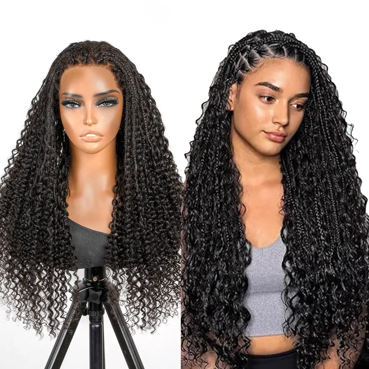 Supernova 100% Human Hair Wig - Natural Black Deep Wave Full Lace Wig, Boho Curly Ends, Medium Size, Pre-Cut Lace for Easy and Natural Styling #SummerVibes Curly Wigs Human Hair