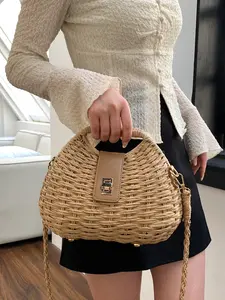 Women's Fashionable Minimalist Casual Vintage Straw Tote Bag Perfect for Daily Commuting, Shopping Trips, Gifting, and Beach Vacations Essential Women's Everyday Shoulder Bag