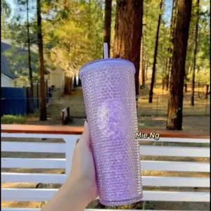 Starbucks China Purple Glitter Studded 24oz Straw Cup Tumbler BNWT