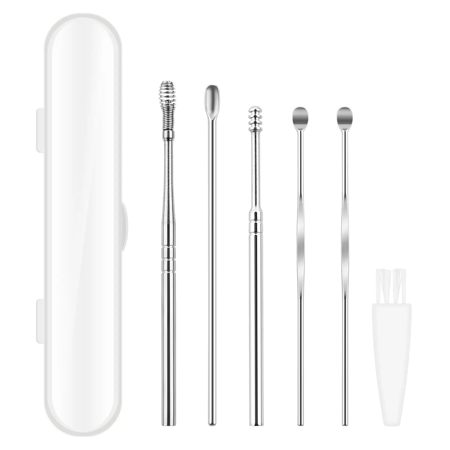Ear Pick Earwax Removal Kit, Professional Ear Pick Earwax Removal Tools, Stainless Steel Ear Cleaner Curette with Cleaning Brush and Storage Box