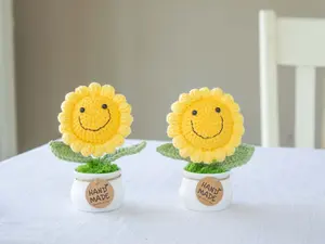 Handmade crochet sunflower potted plant, Artificial flower, Knitted flower,  Home decor, Office decor, Christmas gift, Birthday gift