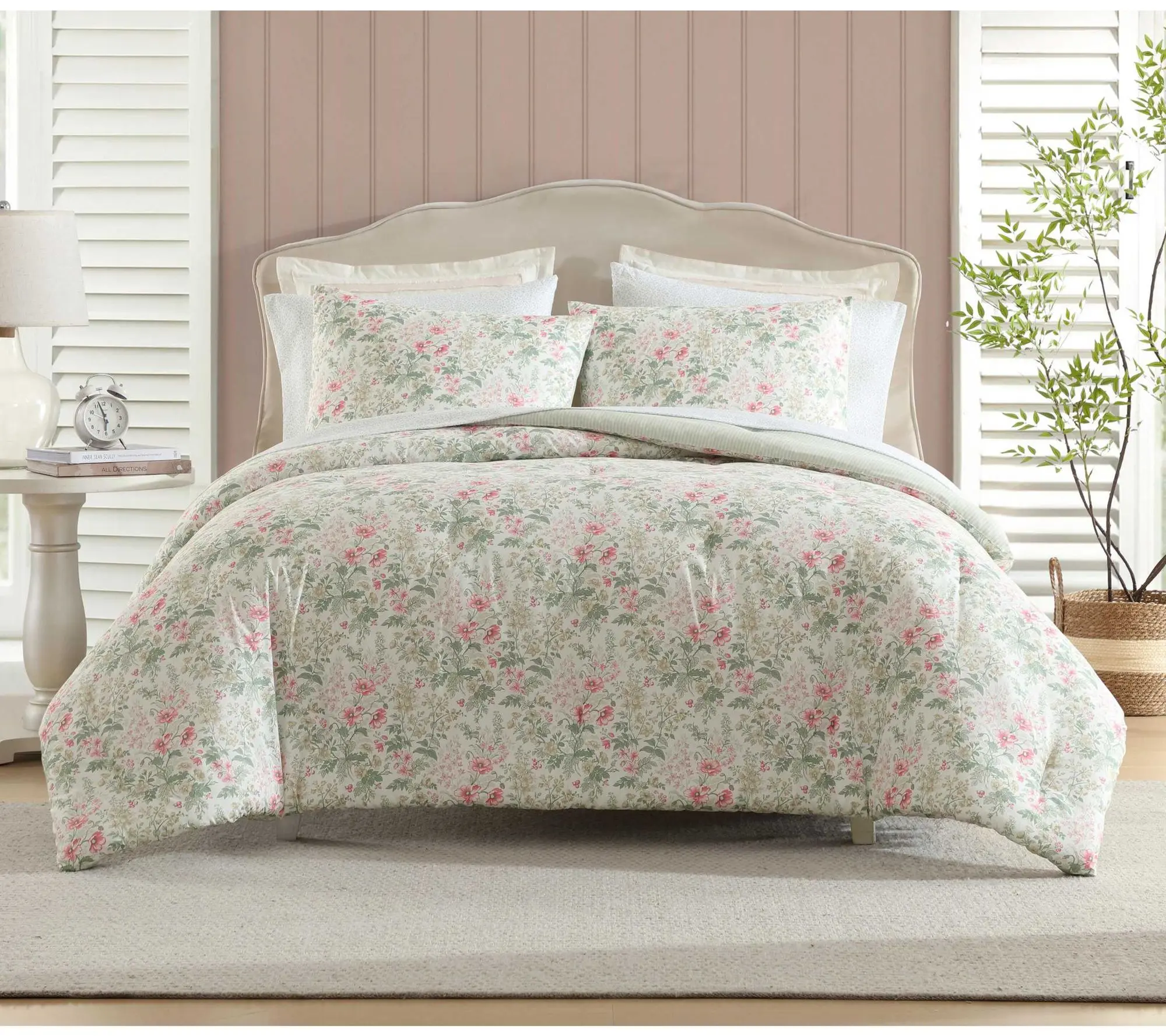 Laura Ashley Arden Floral Pink-Green Twin Comforter Set