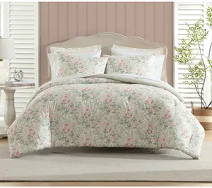 Laura Ashley Arden Floral Pink-Green Twin Comforter Set