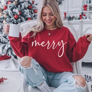 Merry Sweatshirt, Christmas Sweatshirt, Cozy Holiday Crewneck, Festive Xmas Sweatshirt, Holiday Gift For Her, Womens Christmas Shirt