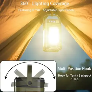 Vintage Military Camping Lantern, Outdoor Emergency Lighting, Handheld Hanging Mood Light, Solar/USB Rechargeable, Desktop & Portable