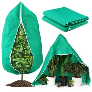 Plant Covers Freeze Protection, 4 Pack Frost Covers with Zipper Drawstring (71" x 47.3") Plant Protection Cover Bags for Outdoor Winter Frost Cold Weather Shrubs Trees Jacket Covers(Green)