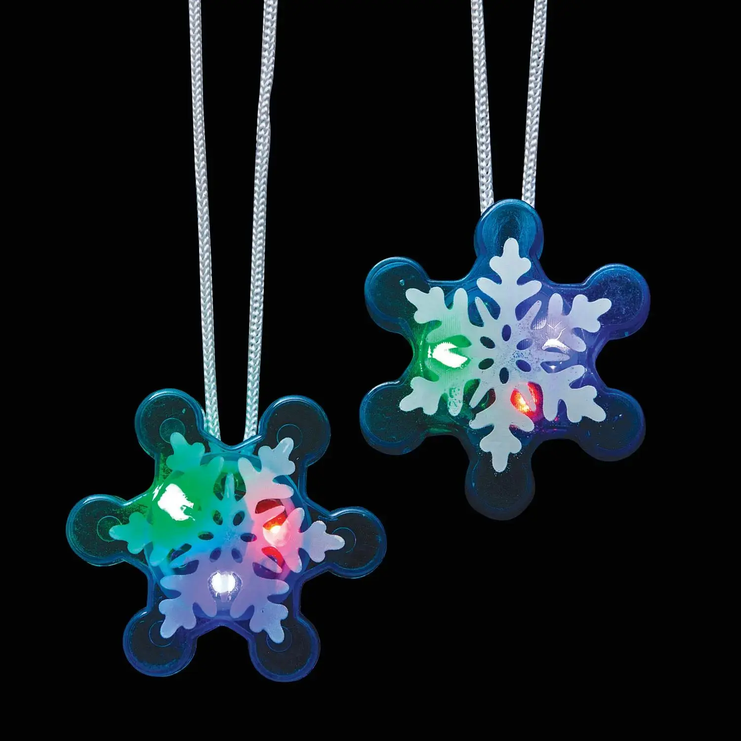 24" Flashing Light-Up Winter Snowflake Plastic Breakaway Necklaces - 12 Pc.