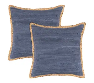 HomeRoots Set of Two Navy Blue Cotton Throw Pillows