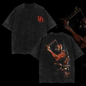 Retro Vintage DareDevil Hot Viral Oversized Washed T-Shirt 100% Premium Cotton Relaxed Fit S-5XL Classic Look Menswear Clothes Top Seamless Apparel Tshirt Gamis Streetwear Crewneck