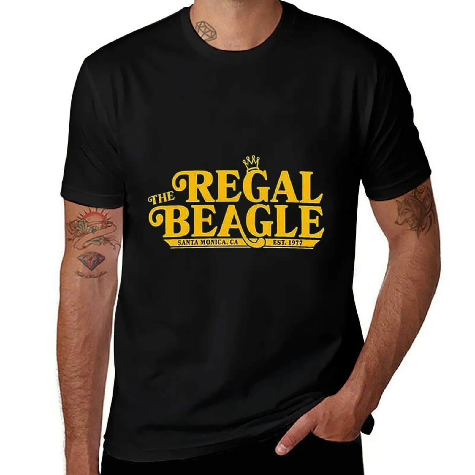 Regal Beagle Santa Monica California Established Mens T Shirts Cotton Short Sleeve T-Shirt Crew Neck Tees Casual Shirt