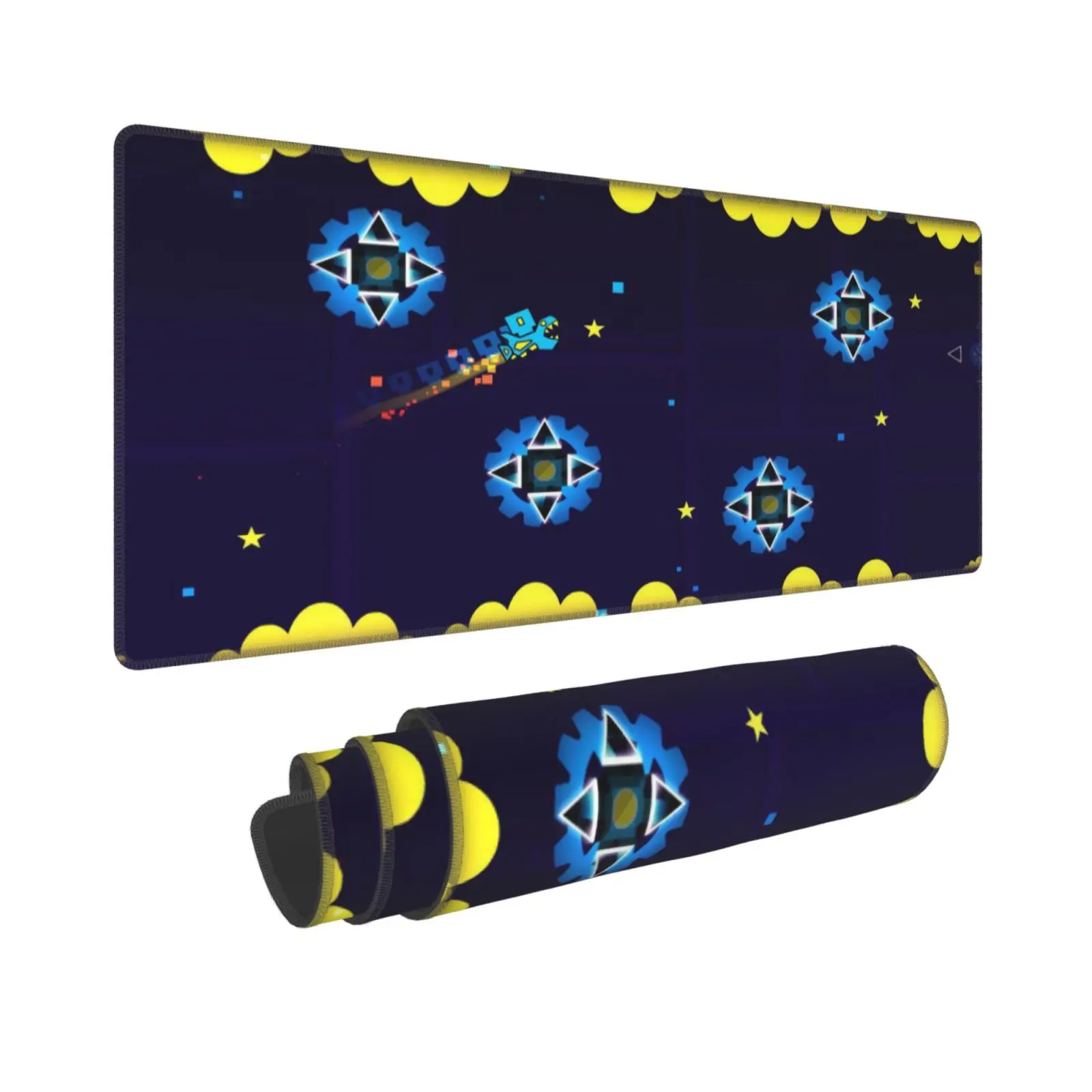 Geometry Dash Inspired Extended Gaming Mouse Pad - 11.8x31.5in Large Desktop Accessory, Premium Polyester Surface, Non-Slip Rubber Bottom, Made for Gaming, Wrist Support for Gamers/Workers, Desk Organization Mat, Gaming Mouse Pads, Mousepad
