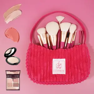 ECHANEW Professional Soft Makeup Brush Kit, With Pink Plush Makeup Bag, 10 pcs/set Fixed Makeup Brush, Comfortable Grip, Suitable For Women And Girl Makeup Tools tiktokshopspringglowup