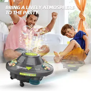 UFO Rainbow Flying Saucer Bubble Machine Fully Automatic Electric Sound and Light Rotating Obstacle-Avoiding Space Bubble Machine
