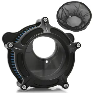 Black Clarion Air Cleaners Filters for Harley Fat Bob FXFB 107 FXFBS 114 Touring M8 114 117 Engine 2018-Up Billet Aluminum Face Plate Reusable Element Filter - Motor Parts Accessories