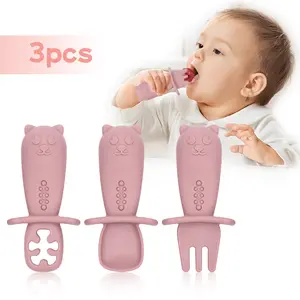 3-pack baby spoon set, 100% silicone spoons, suitable for weaning and fruit puree preparation - designed by pediatric feeding experts - anti-choking design.