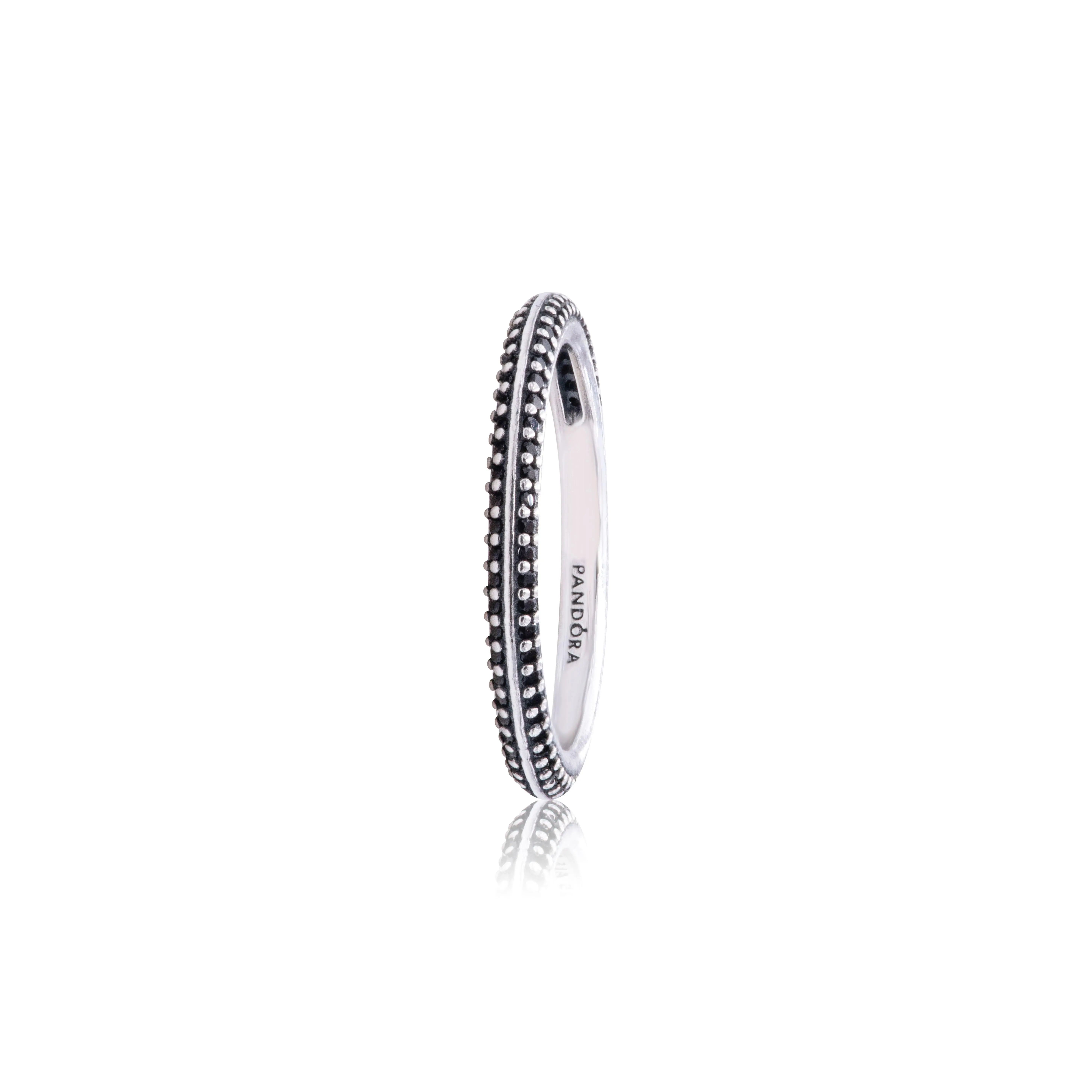 PANDORA ME Women's Pavé Stacking Ring, Sterling Silver with Black Crystals, Styleable for Personalization & Mini Dangles, Double Ring Stack, Remix Your Look