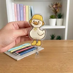 Aesthetic Cute Duck with Rain Boots Badge Reel - Kawaii Animal ID Holder for Nurses, Teachers, and Medical Students - Unique Gift for Healthcare Heroes