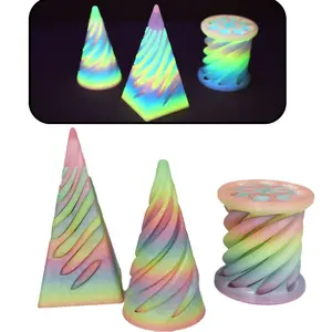 3-Piece Set Impossible Cone Series, Colorful Gradient Design, Durable Plastic Material, Indoor/outdoor Decoration, Gift Idea