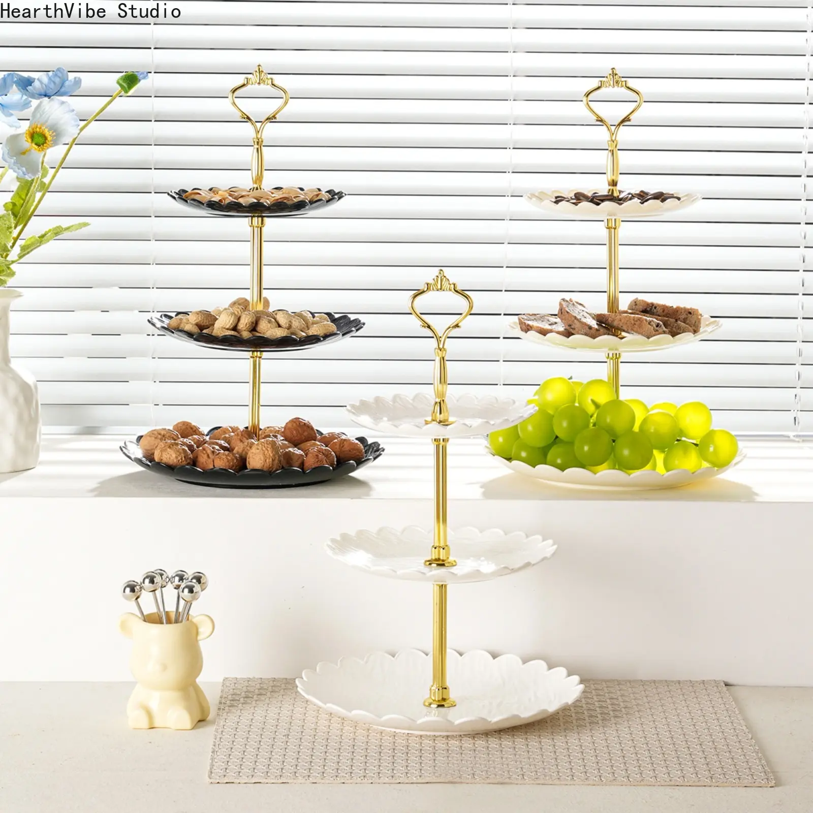 Sturdy Party Dessert Stand - Premium Decor, Candy Storage & Cupcake Serving Tower for Weddings, Birthday Parties, Organiser, Tabletop, Dessert Serve, Cake Pedestal Stand, Contemporary, Modern Rack, Weighted Base, Anniversary, Set