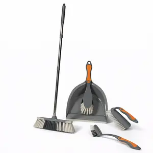 5-in-1 Household Cleaning Set with Long Handle Broom Dustpan & Brush Set for Home Office Multi-Purpose Kit Strong Durable Build Ideal for Kitchens Bedrooms Offices