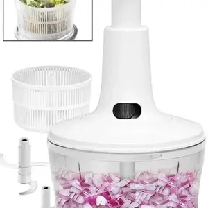 Manual Food Processor, Salsa Maker Hand Chopper Mixer, Meat Grinder, Salad Spinner, Baby Food, Garlic, BPA Onion Chopper