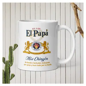 [Sale off up to 50%] El papa mas chingon regalo para papa White glossy mug gift for dad double sided.